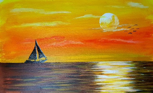 Lorna, sunset sailing, acrylic.jpg